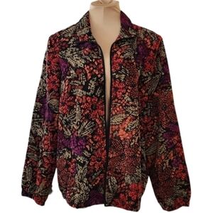 Vintage Blair Multicolor floral Zip-up Jacket Womens Medium‎